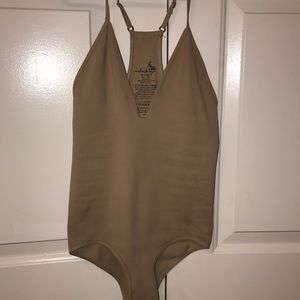 Tan free people bodysuit